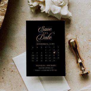 Classic Black and Gold QR Code Calendar Save The Date
