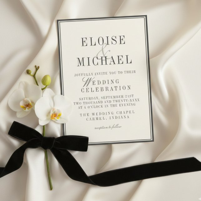 Classic Black and Ivory Wedding  Invitation (Classic Black and Ivory Wedding Invitation)