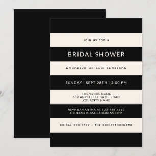 Classic Black and Off-White Stripes Bridal Shower Invitation