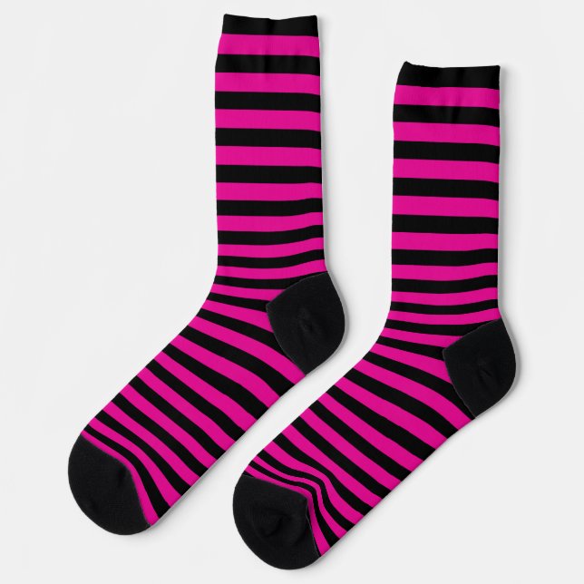Classic Black and Pink Striped Socks (Left)