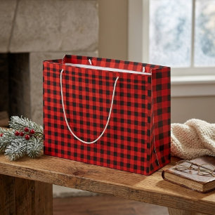 Classic Black and Red Buffalo Plaid Gift Bag