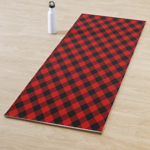 Classic Black and Red Diamond Pattern Yoga Mat