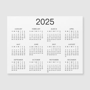 Classic Black And White 2025 Calendar Magnet