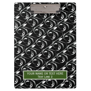 Classic Black and White: Abstract Flowers Pattern Clipboard
