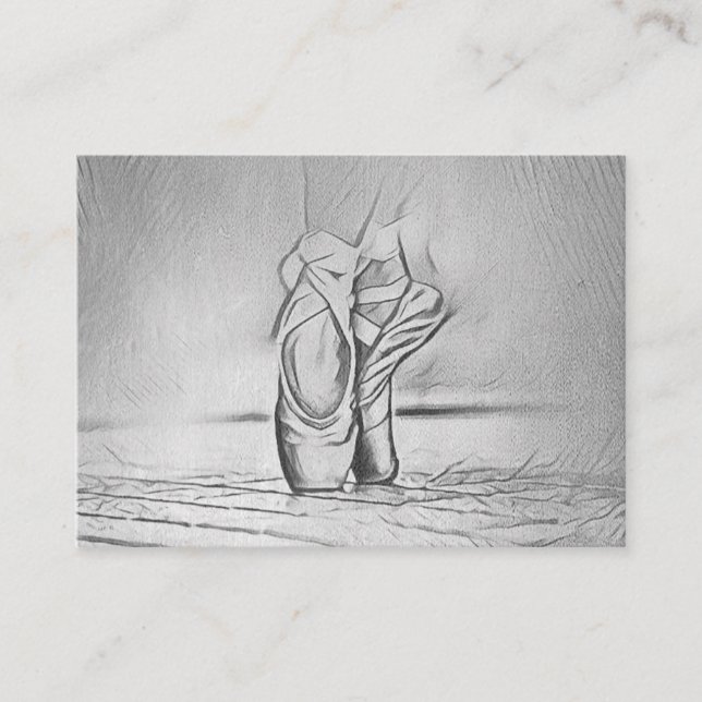 Classic Black and White Ballet Shoes Dancer Business Card (Front)