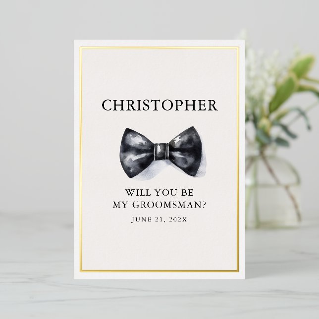 Classic Black and White Bow Tie Groomsman (Standing Front)