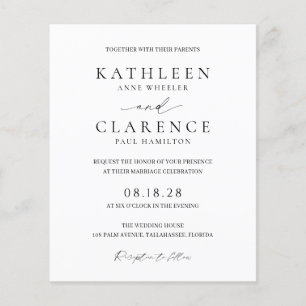 Classic Black and White Budget Wedding Invite