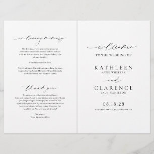 Classic Black and White Budget Wedding Program