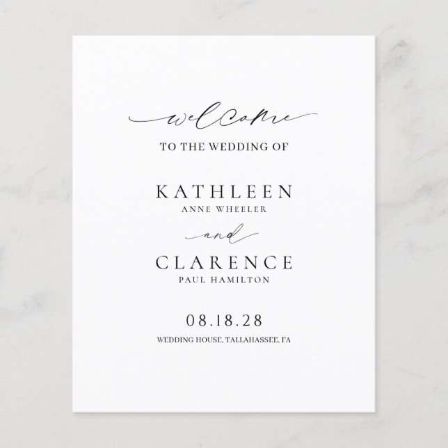 Classic Black and White Budget Wedding Program (Front)