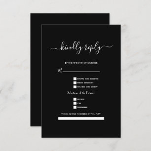 Classic Black and White Calligraphy Wedding RSVP Card