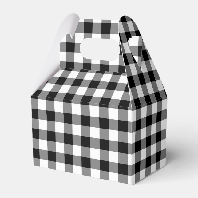 Classic Black And White Checked Gingham Favor Box (Front Side)