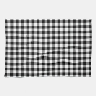 Classic Black and White Checked Gingham Pattern Kitchen Towel