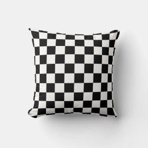 Classic Black and White Checker Throw Pillow