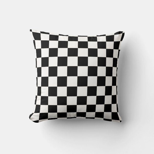 Classic Black and White Checker Throw Pillow (Front)