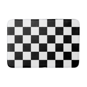 Classic Black and White Checkered Bath Mat