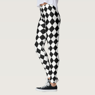 Classic Black and White Checkers Decor on Leggings