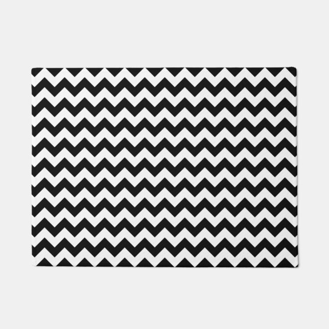 Classic Black and White Chevron Doormat (Front)