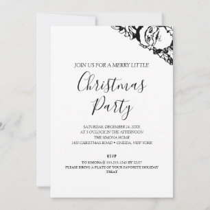 Classic Black and White Christmas Party Invitation