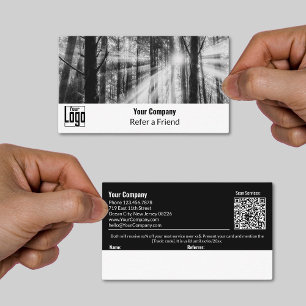 Classic Black and White Custom Image Company Referral Card