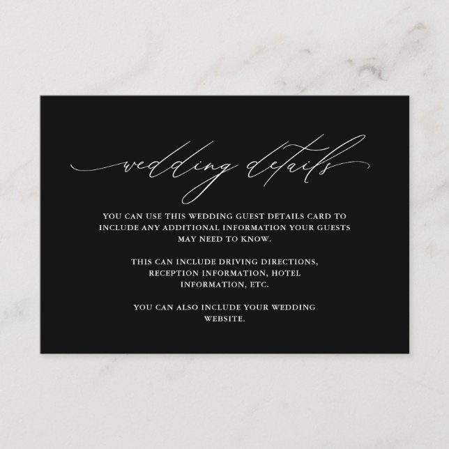 Classic Black and White Details with Calligraphy Enclosure Card (Front)
