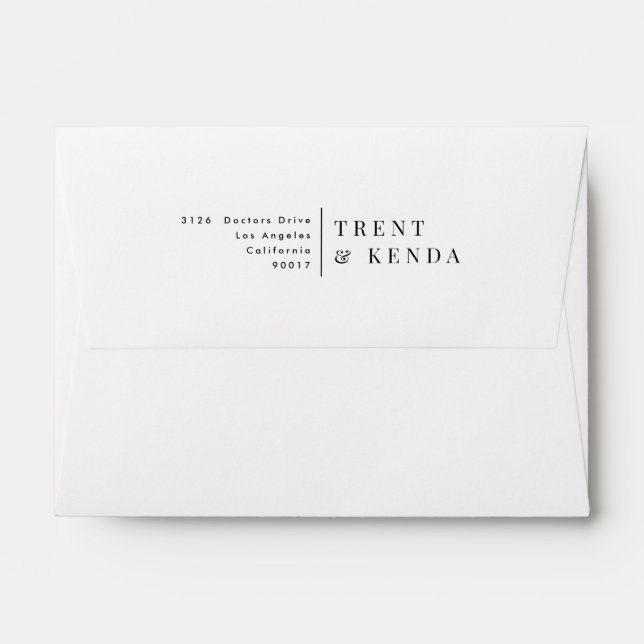 Classic Black and White Elegant Invitation Envelope (Back (Top Flap))