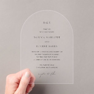 Classic Black and White Elegant Wedding Acrylic Invitations