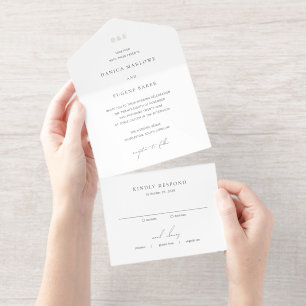 Classic Black and White Elegant Wedding All In One Invitation