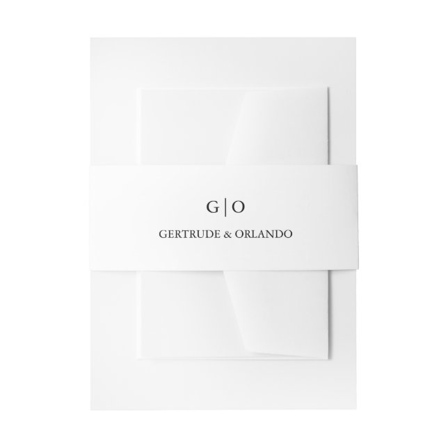 Classic Black and White Elegant Wedding Invitation Belly Band (Front Example)