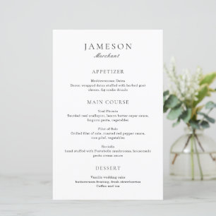 Classic Black and White Elegant Wedding Menu