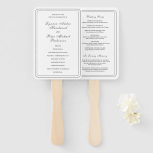 Classic Black and White Elegant Wedding Program Hand Fan