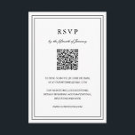 Classic Black and White Elegant Wedding RSVP Card<br><div class="desc">Classic black and white wedding RSVP Card featuring a simple and minimal design with an optional QR Code and details surrounded by a double border (if you prefer, you may remove the QR code in the design editing tool). The fonts alternate between and elegant script, a traditional serif and minimalist...</div>