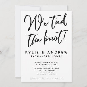Classic Black and White Elopement Reception Invitation