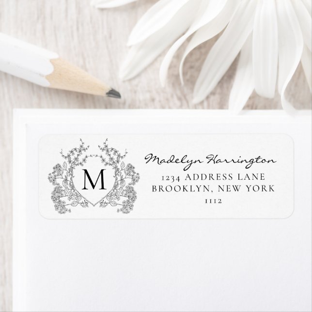 Classic Black and White Floral Crest Monogram (Insitu)