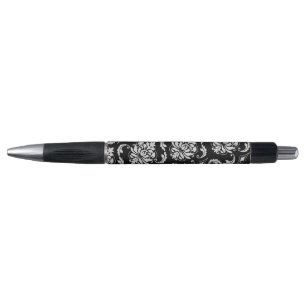 Classic Black and White Floral Damask Pattern Pen