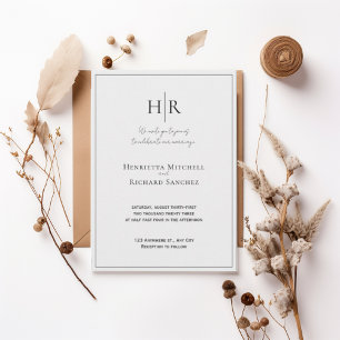 Classic Black and White Formal Wedding Invitation