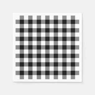 Classic Black and White Gingham Plaid Pattern Napkin