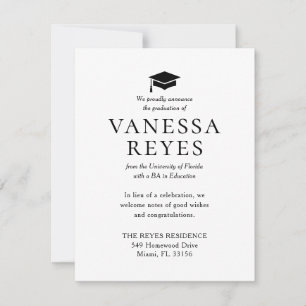 Classic Black and White Graduation Announcement