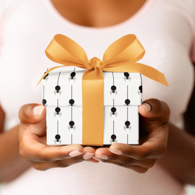 Classic Black and White Halloween Wrapping Paper Sheet (Halloween Black and white simple wrapping paper)