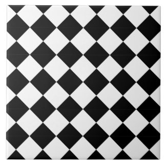 Classic Black and White Harlequin Diagonal Checker Tile