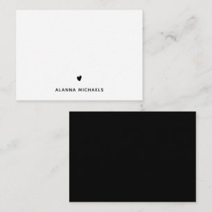 Classic Black and White Heart and Name Card