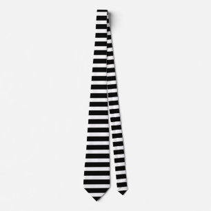 Classic Black And White Horizontal Striped Tie