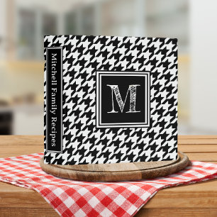 Classic Black and White Houndstooth Monogrammed Binder