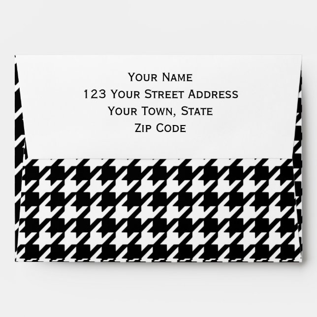 Classic Black and White Houndstooth Pattern Envelope (Back (Top Flap))
