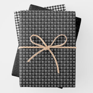 Classic Black and White Houndstooth Pattern  Wrapping Paper Sheet