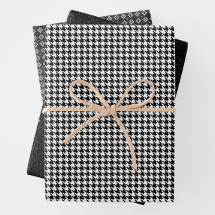 Classic Black and White Houndstooth Pattern  Wrapping Paper Sheet