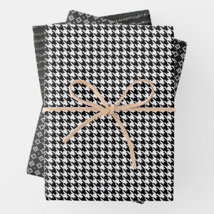 Classic Black and White Houndstooth Pattern  Wrapping Paper Sheet