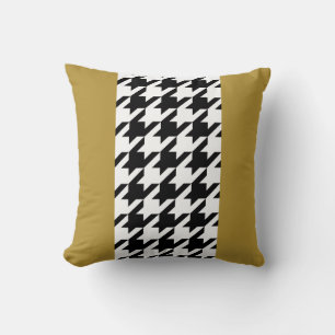 Classic black and white houndstooth with monogram throw pillow