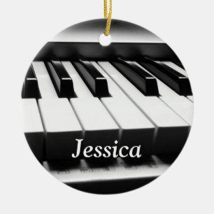 Classic Black and White Keyboard Ceramic Ornament