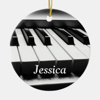 Classic Black and White Keyboard Ceramic Ornament