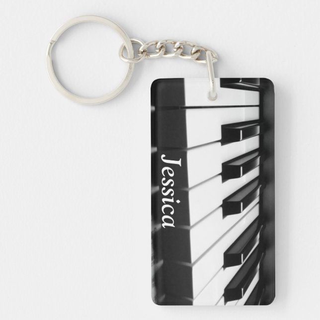 Classic Black and White Keyboard Keychain (Front)